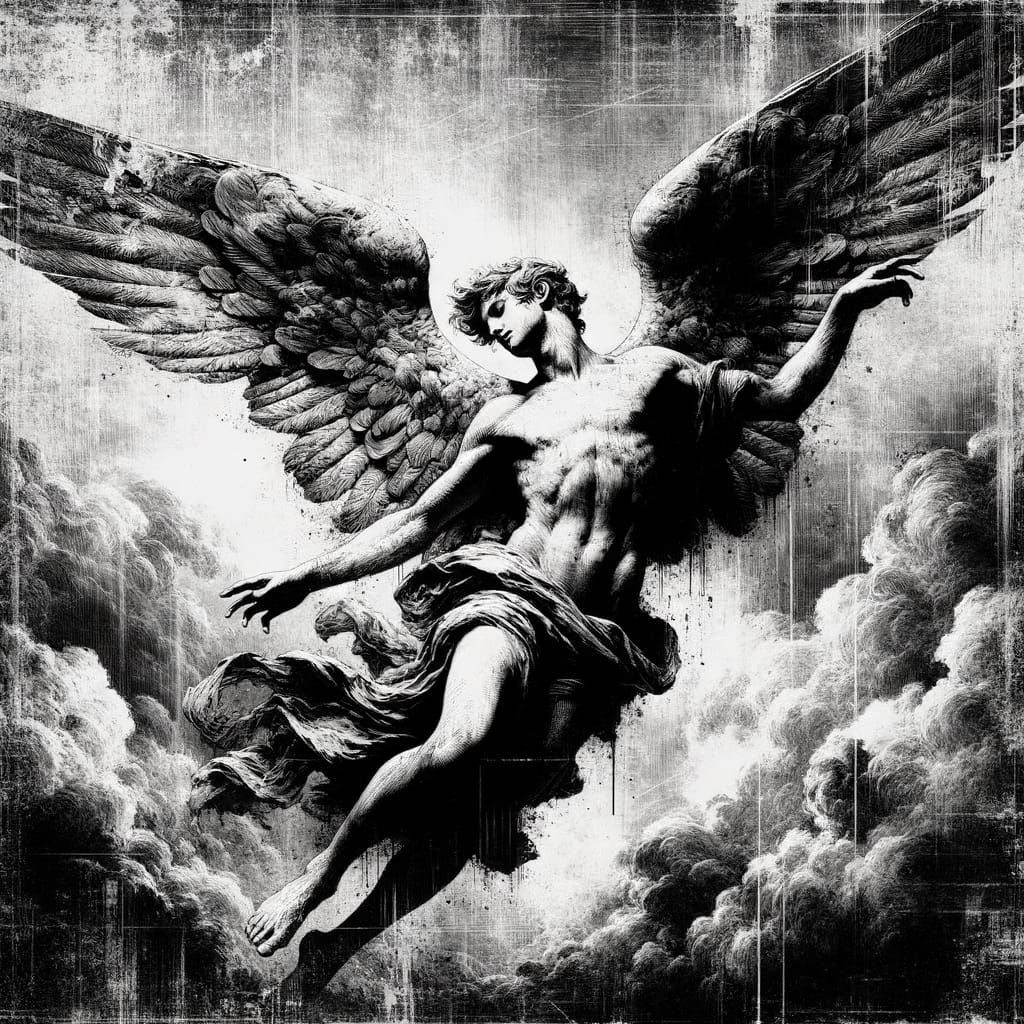 Fallen Angel in Black and White