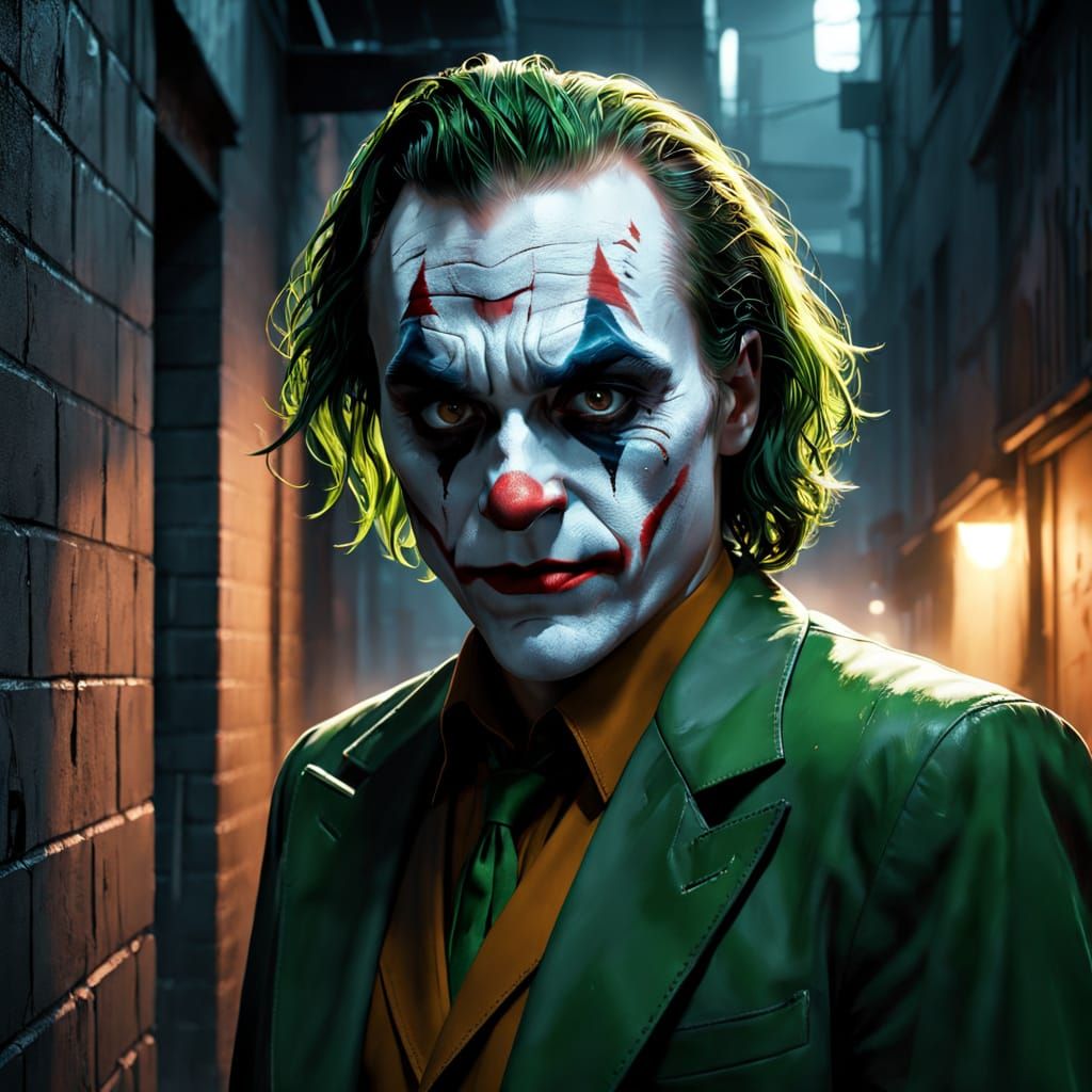 The Joker's Ominous Presence in a Golden Hour Alleyway