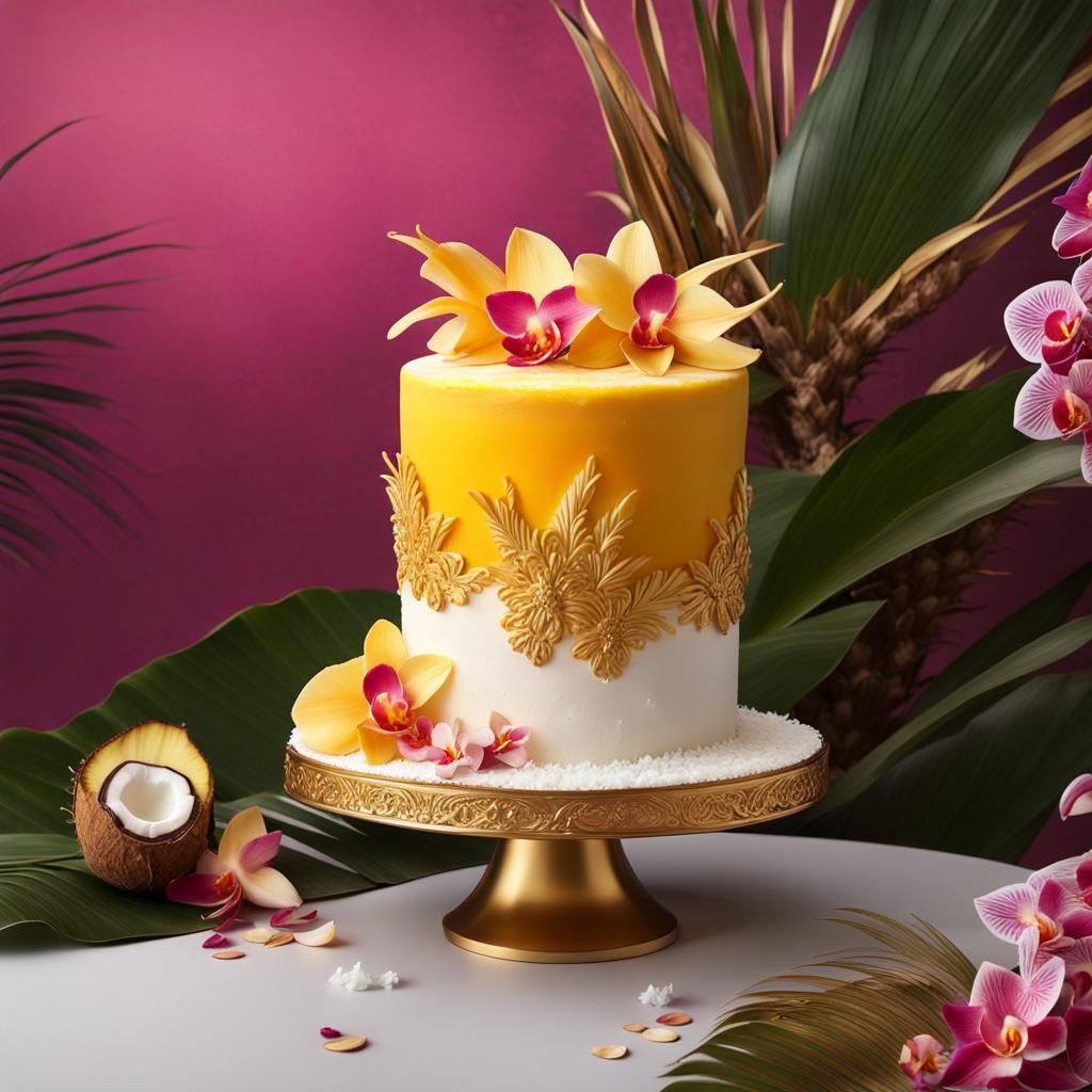 Lavish Tropical Paradise Cake: Matte Painting