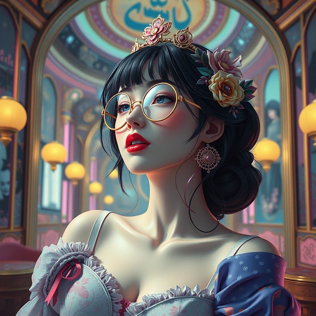 Hipster Klimt Vaporwave Cubism in Anime Art Style