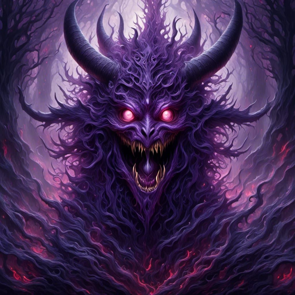 Grinning Purple One-Eyed Creature in Fantasy Style