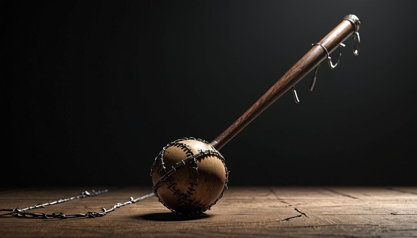 Barbed Wire Baseball Bat in Futuristic Style