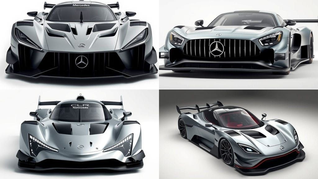 Sleek 2030 Mercedes CLR LMDh Racing Car in Vibrant Grey and....