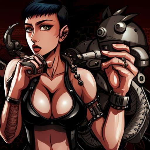 Steampunk Gangster with Mechanical Arm