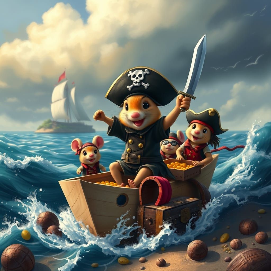 Mouse Pirate and Crew Find Treasure Island