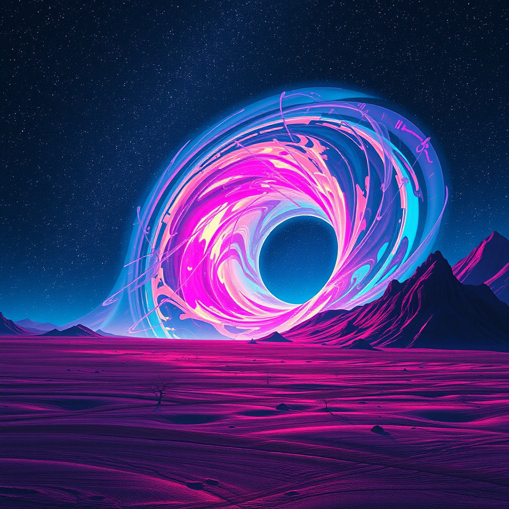 Iridescent Wormhole Warps Space-Time: A Surreal Illustration