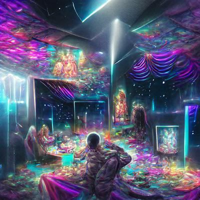 Vibrant Nightclub Scene in Astral Cosmic Style