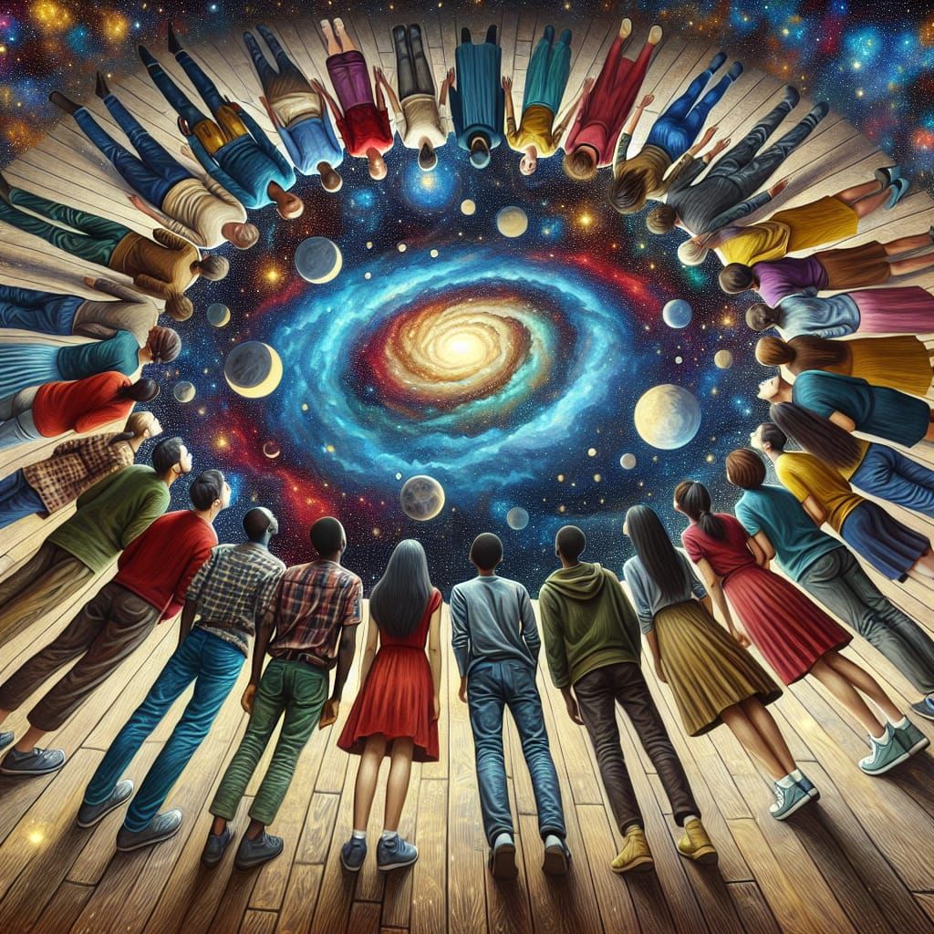 Diverse Group Gazing at Starry Night Sky