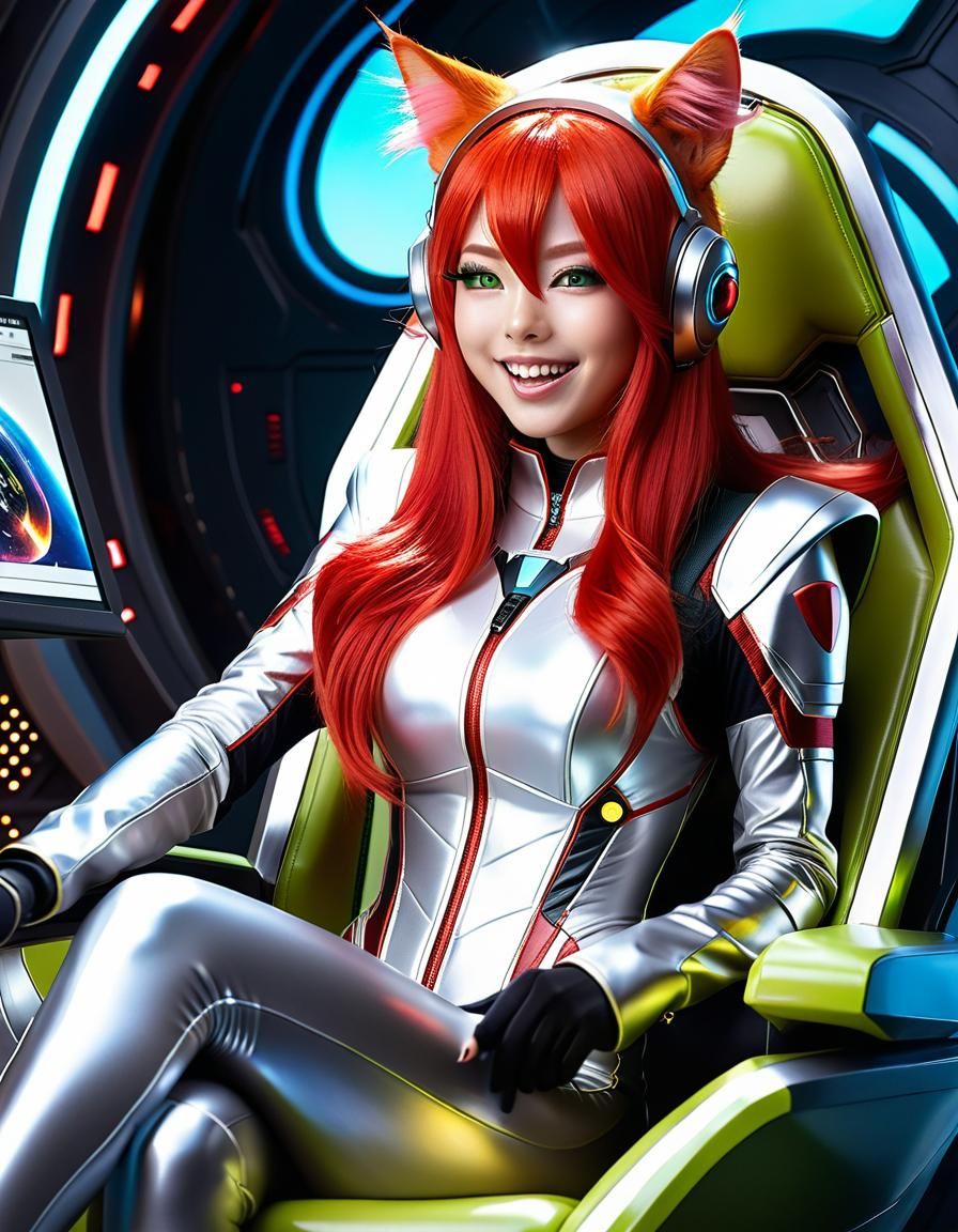 Anime Alien Girl in Spaceship, Studio Trigger Style