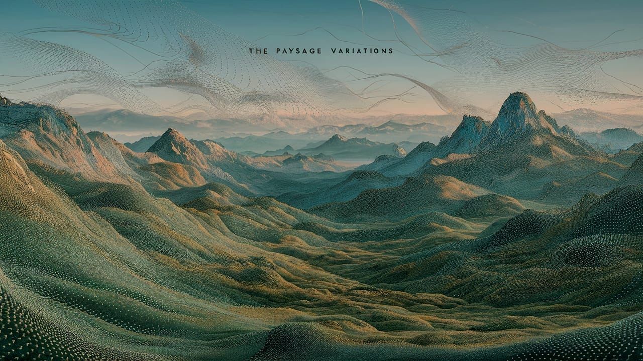 Neo-Primitivist Mountain Range in Pointillist Style