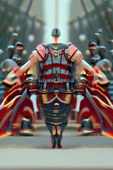 Epic Roman Soldier in Cyberpunk Street Scene