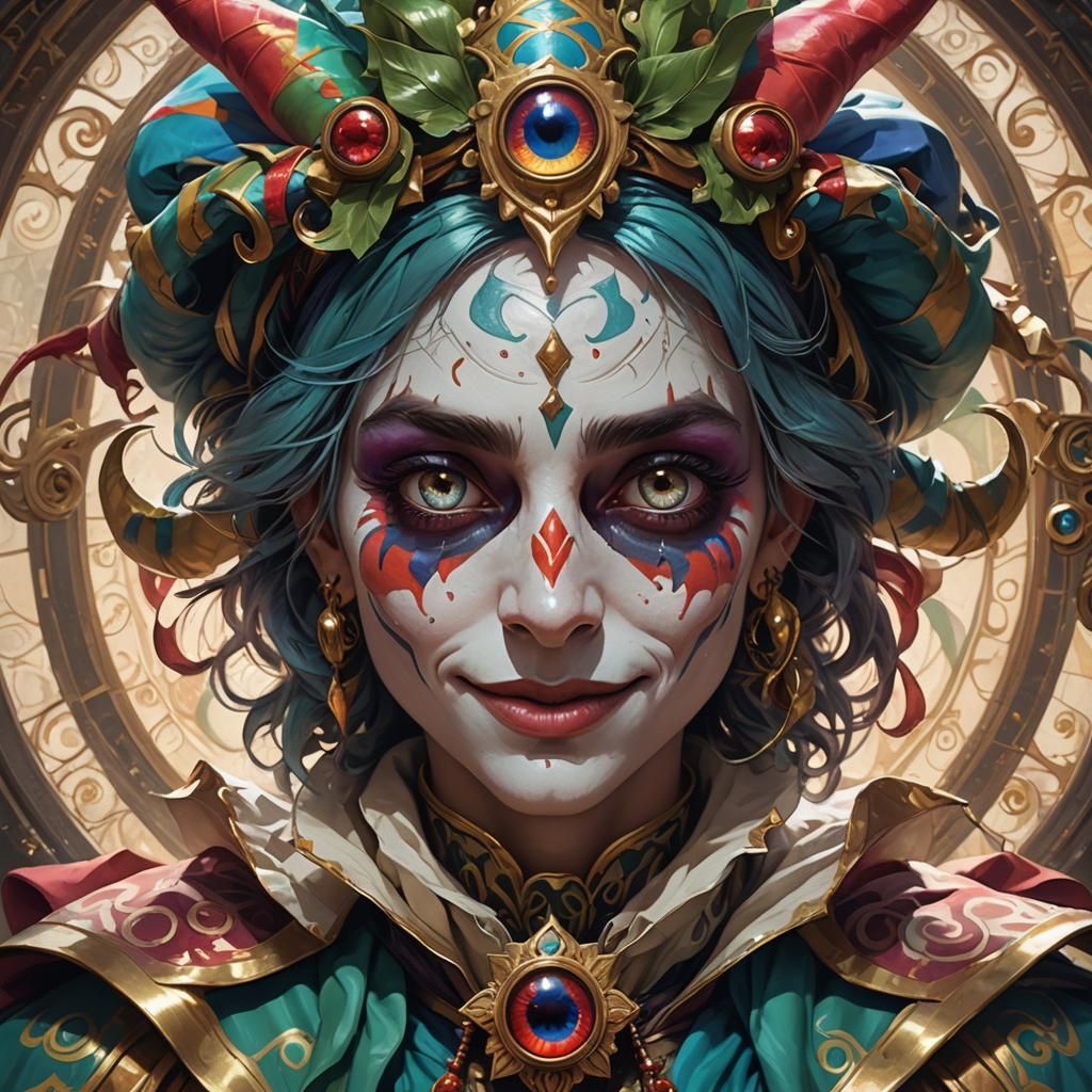 Eyeball with Jester: Hyperdetailed Concept Art Portrait
