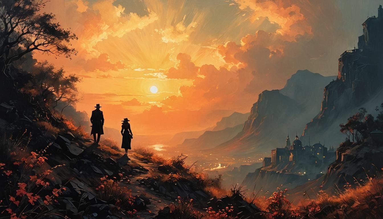 Noir Night Painting of a Femme Fatale