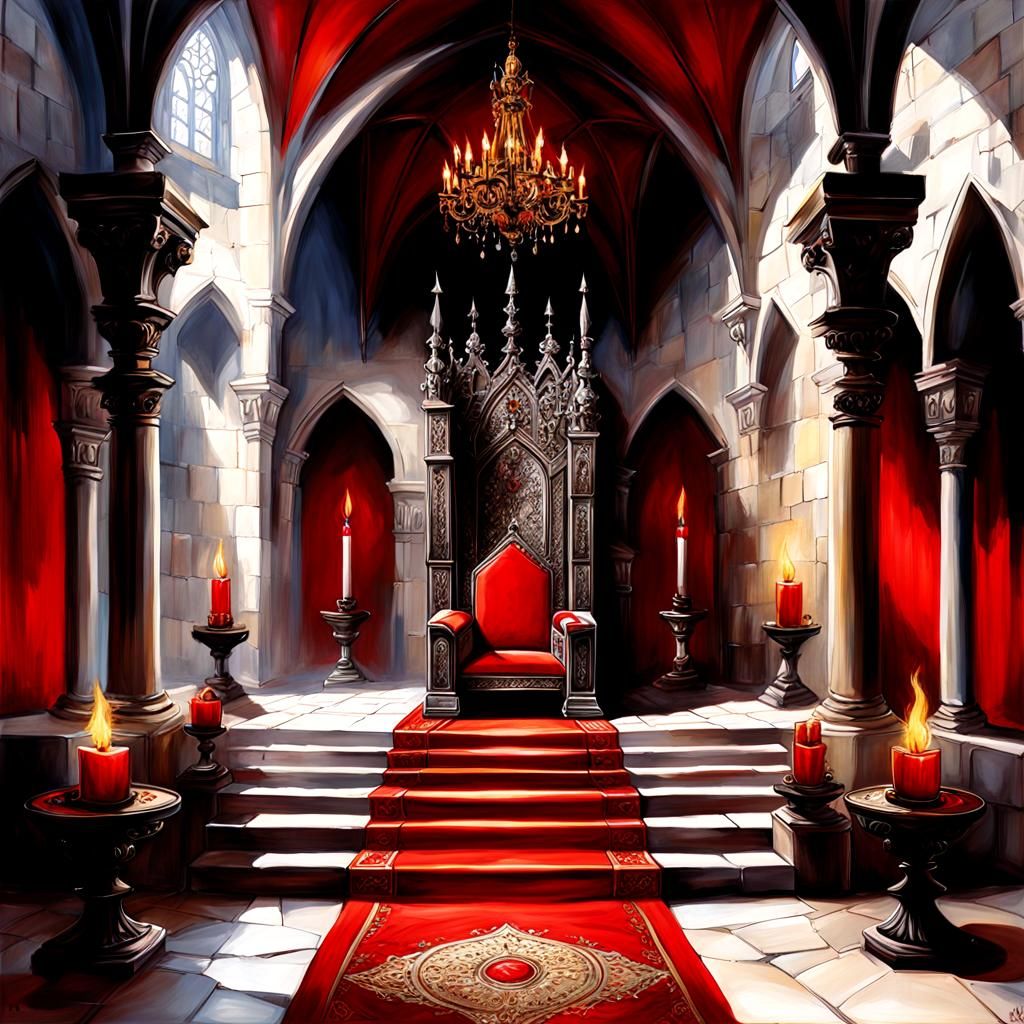 Medieval King's Throne Room: Fantastical Digital Art
