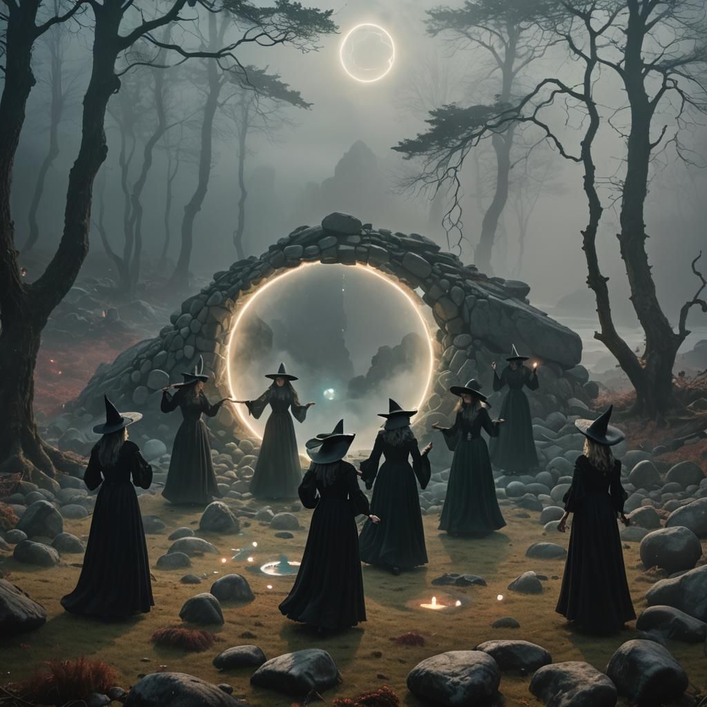 Witches' Dance in Dark Fantasy Illustration