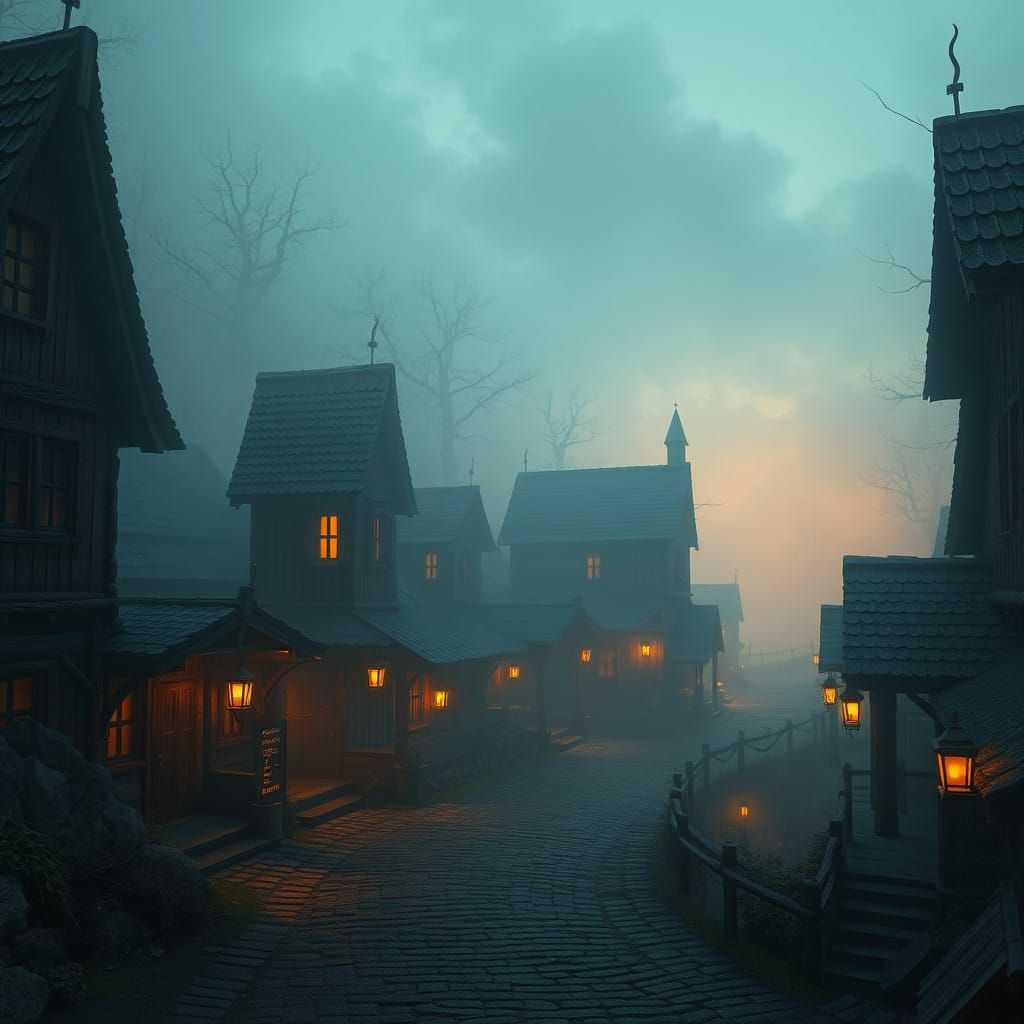 Foggy Village in a Mesmerizing Unreal Engine 5-Inspired Matt...