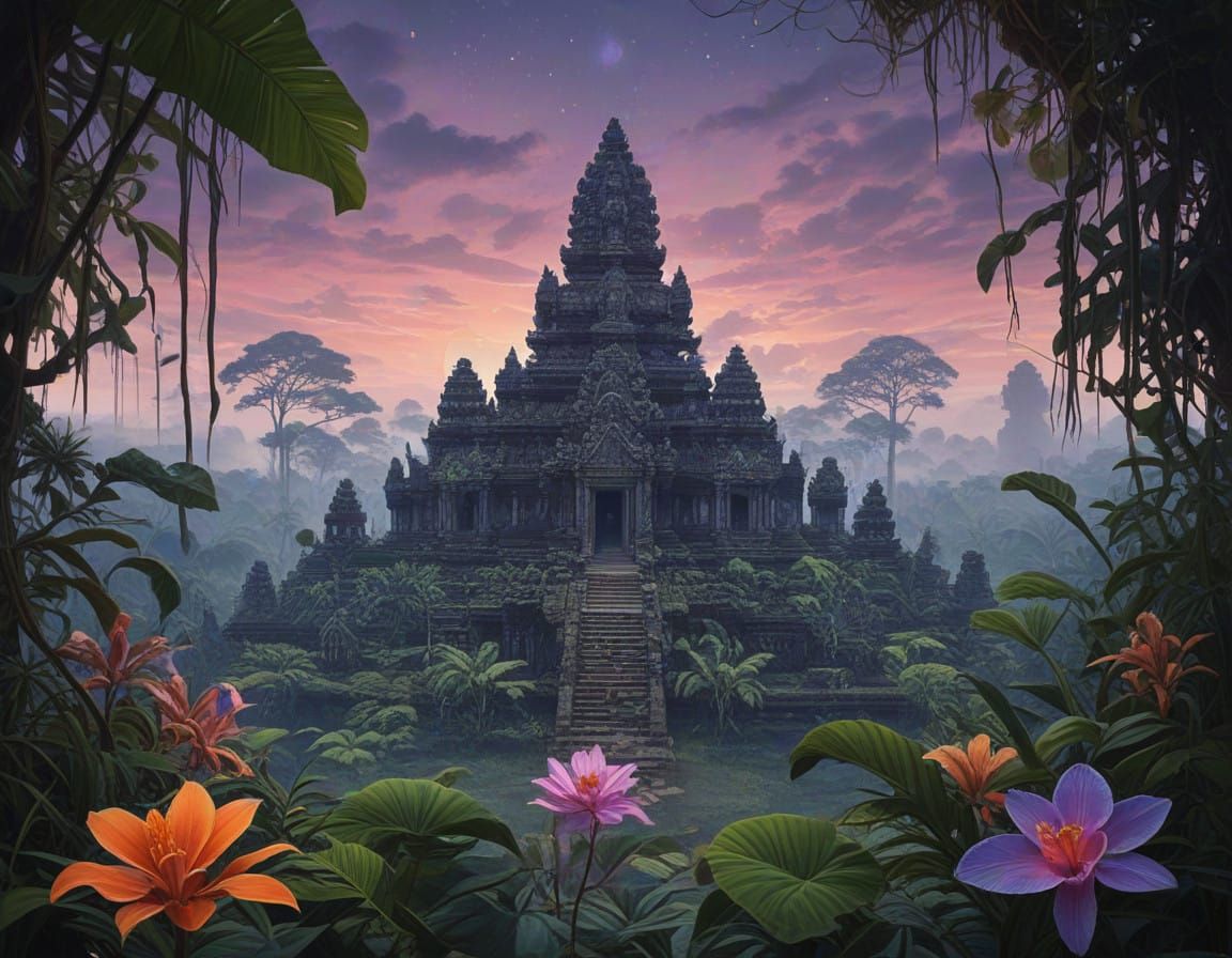 Surreal Jungle Realm with Hyperrealistic Landscapes and Fant...