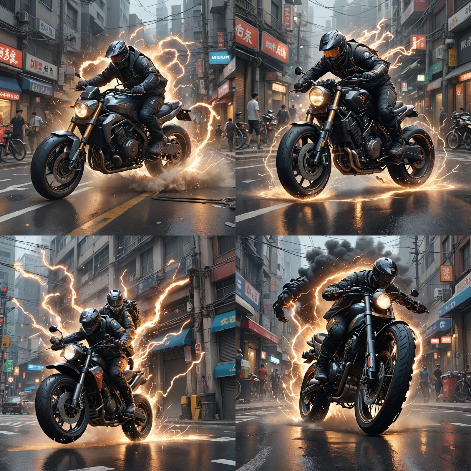Electric Motorcycle in Anime Style