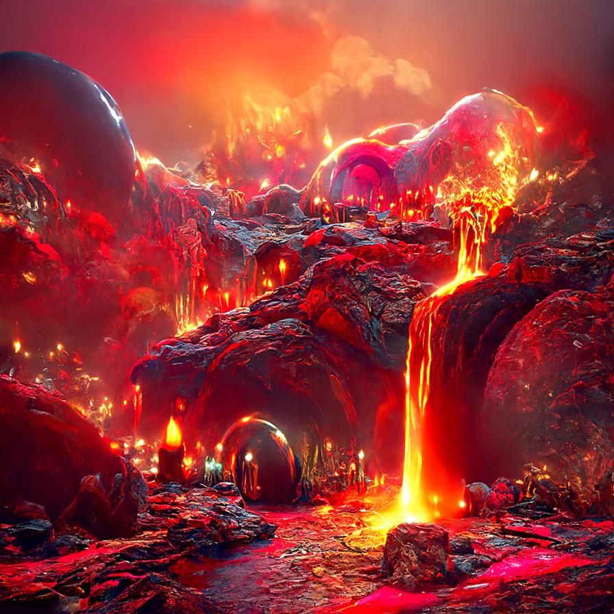 Infernal Magma Cave Art Nouveau Concept