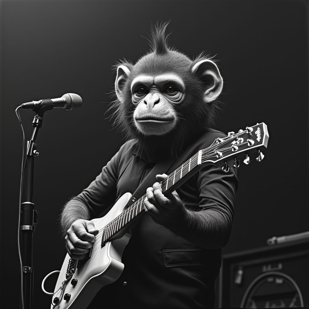 Hyperrealistic Black and White LP Cover Art