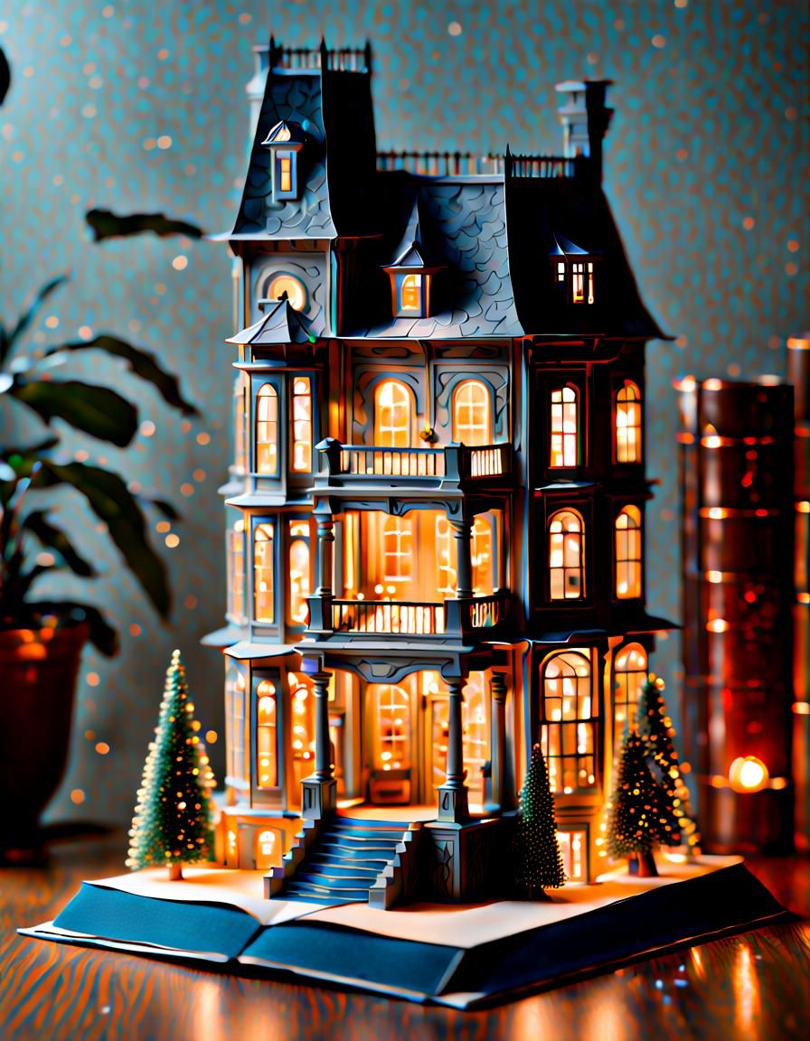 Miniature Mansion Evolving from Pop-up Book