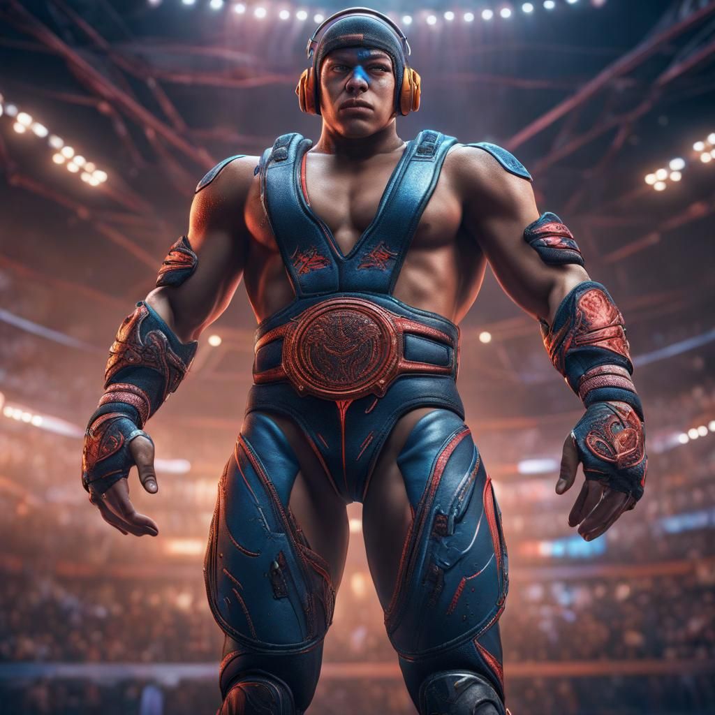 Teenage Cyborg Wrestler: Detailed Matte Painting