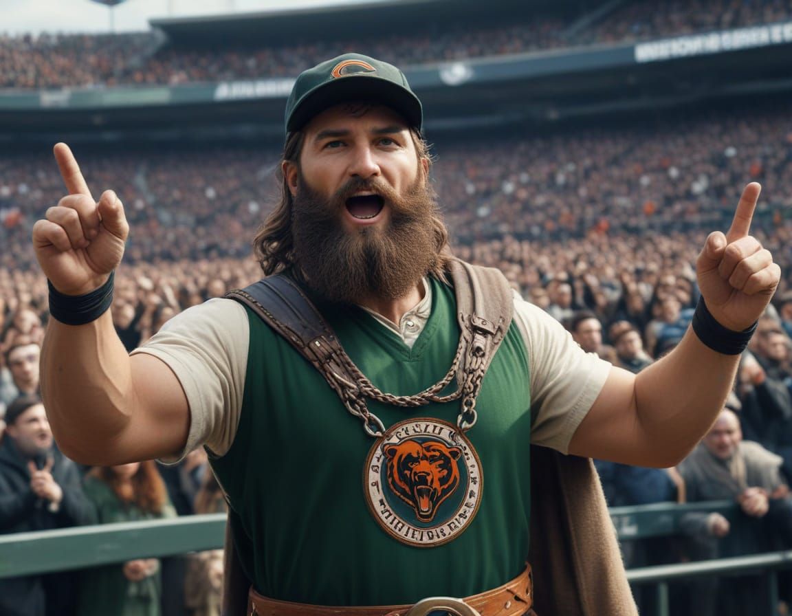 Gallic Warrior Cheers with Chicago Bears Fans at Soldier Fie...