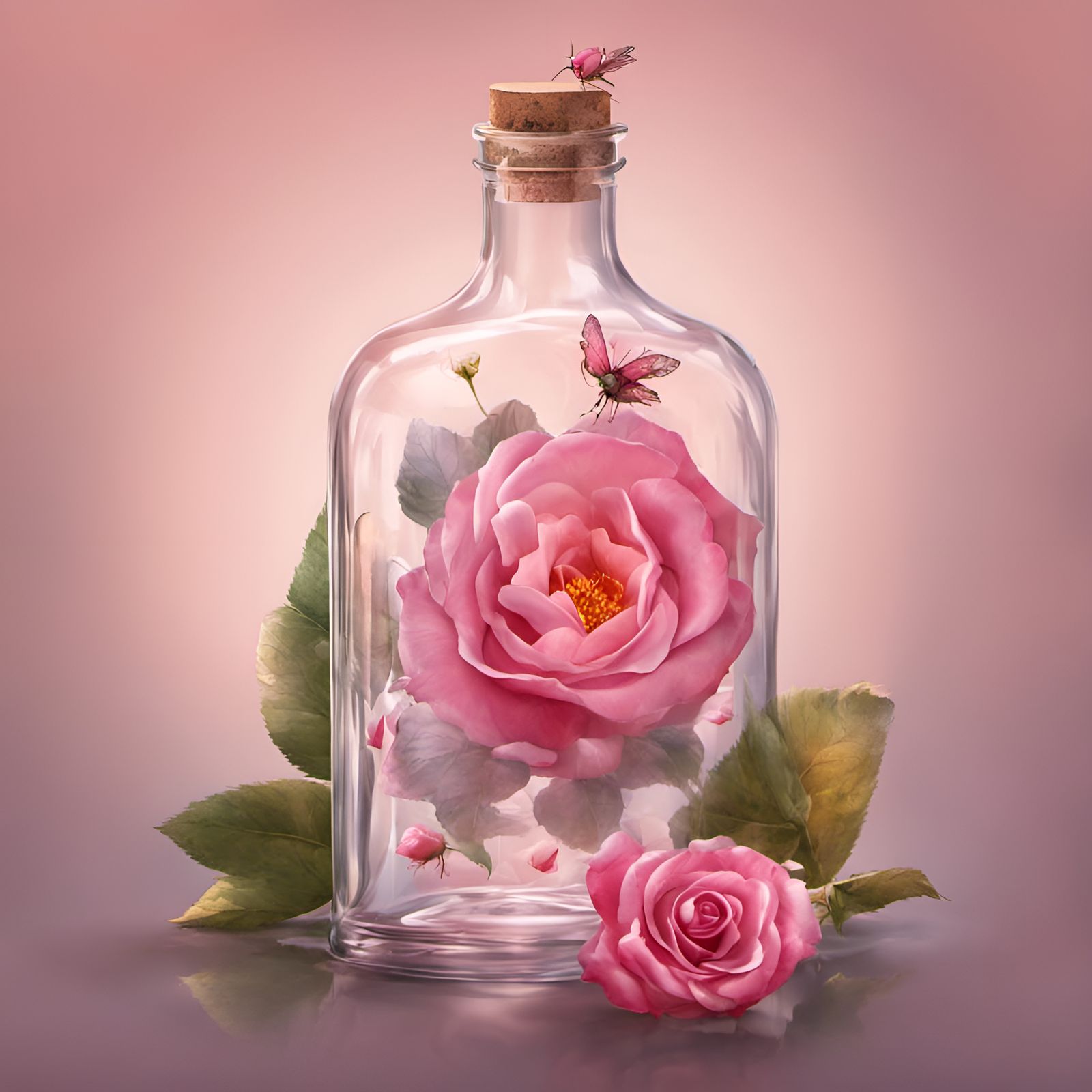 Fairy Sleeping in Bottle: Realistic Spring Scene