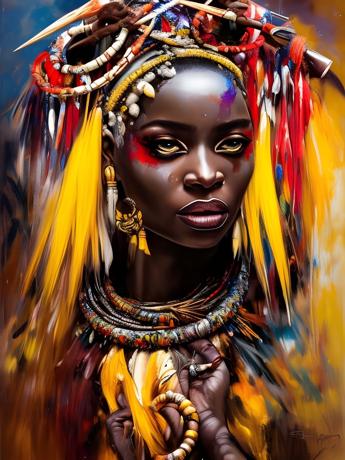 African Shaman in Dark Tribal Ceremony