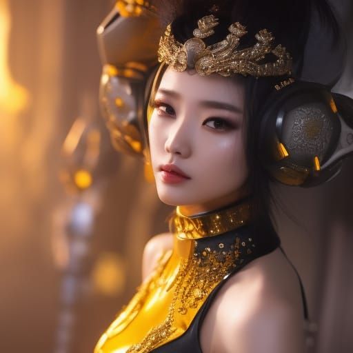 K-Pop Girl in Queen Bee Costume, Detailed Portrait