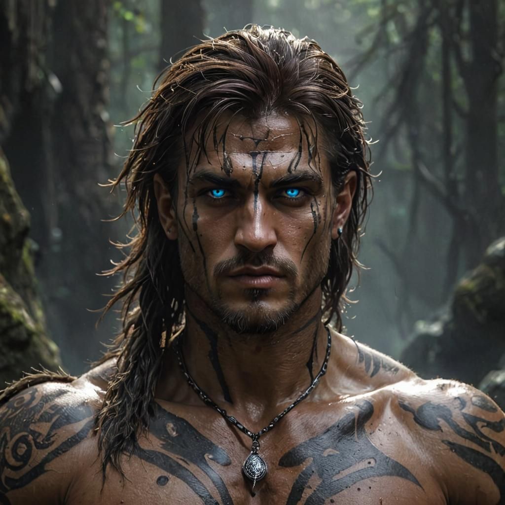 Tribal Barbarian Male Portrait in Photorealistic Style