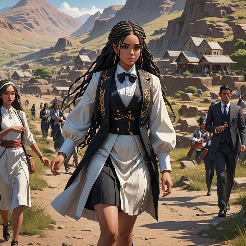 Irish Egyptian Woman in Highlands, 3D Anime Art