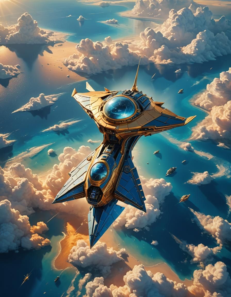 Alien Spaceship Over Earth in Science Fiction Style