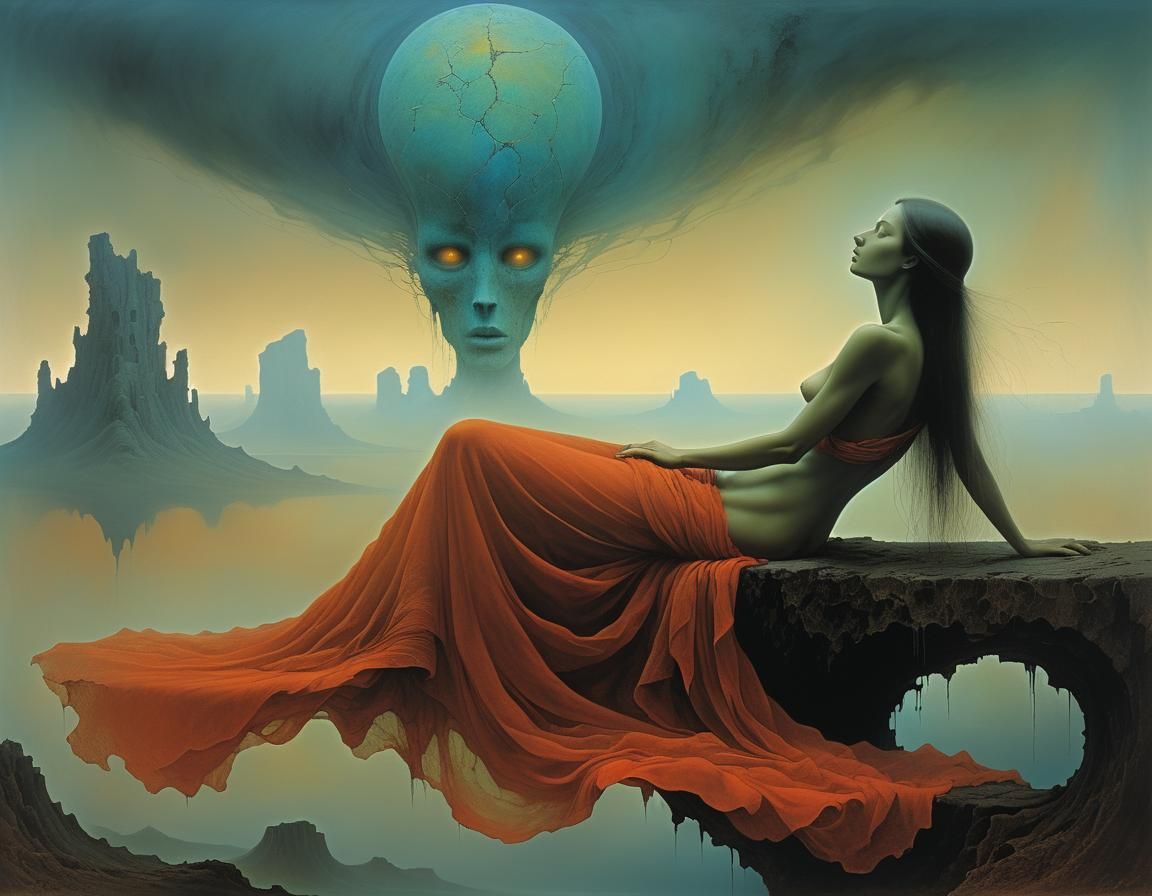 Surreal Woman in Dark Gothic Style