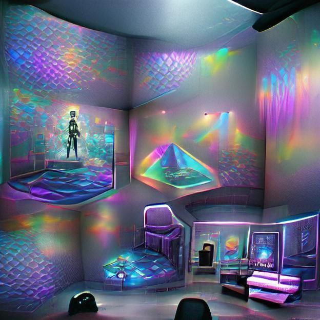 Holographic Room in Cyberpunk Style