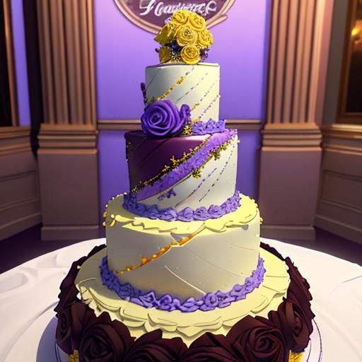 Elaborate Five Tier Wedding Cake in 3D Style