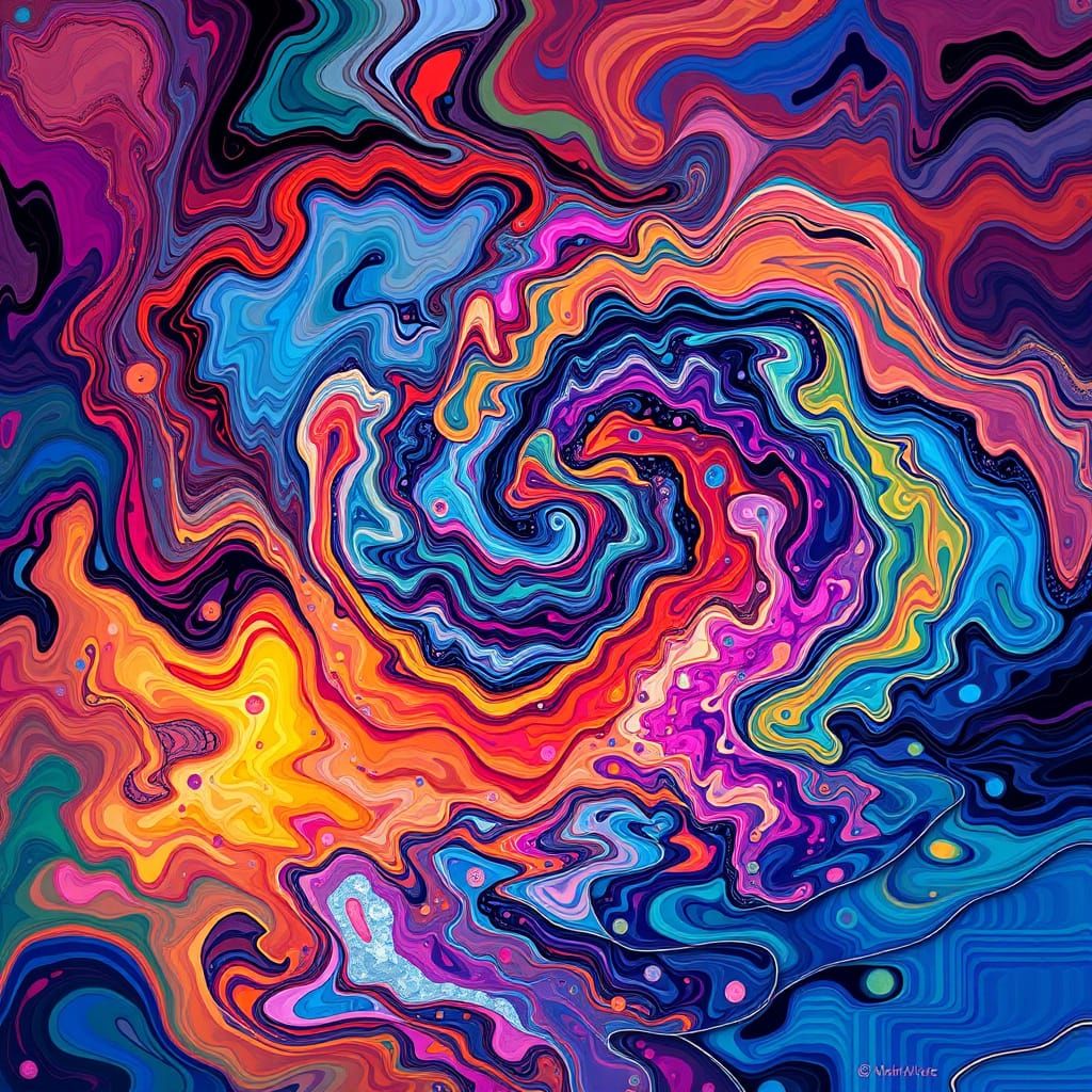 Vibrant Abstract Expressionism Dance of Light and Shadow