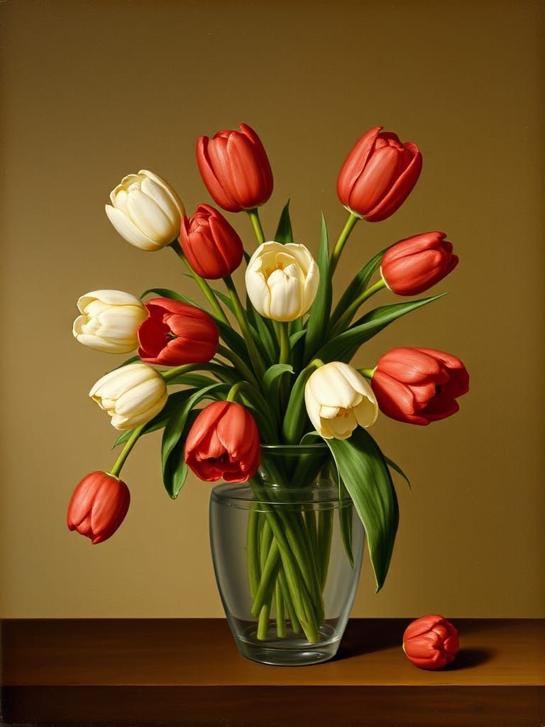 Tulips in a vase by Hans Gillisz. Bollongier