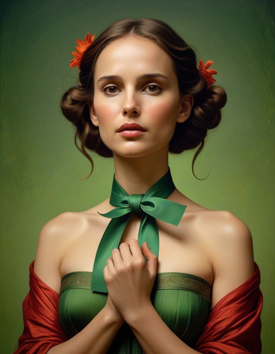 Natalie Portman in Tonalist Style with Green Ribbon