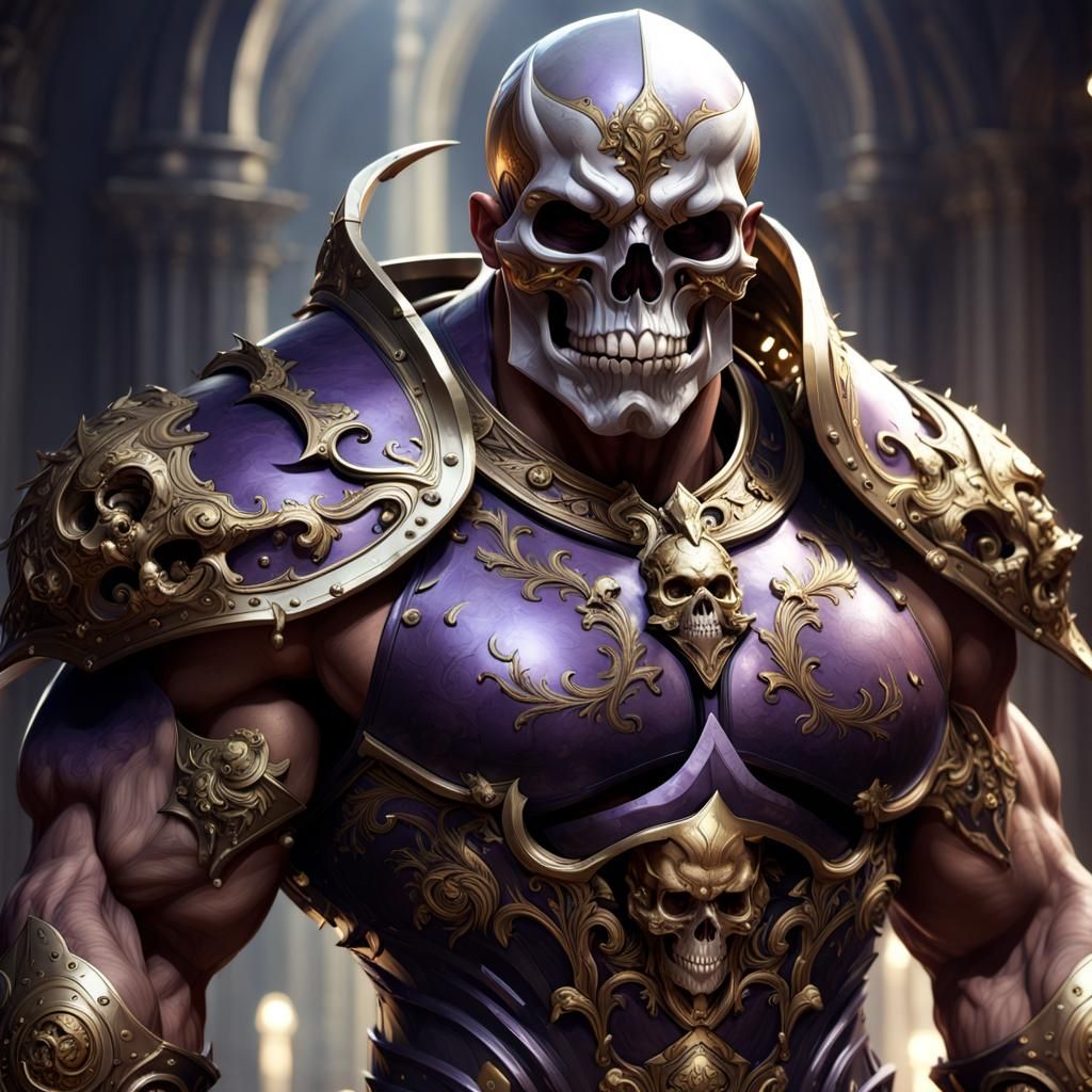 Armored Skull Warrior in Dark Fantasy Style