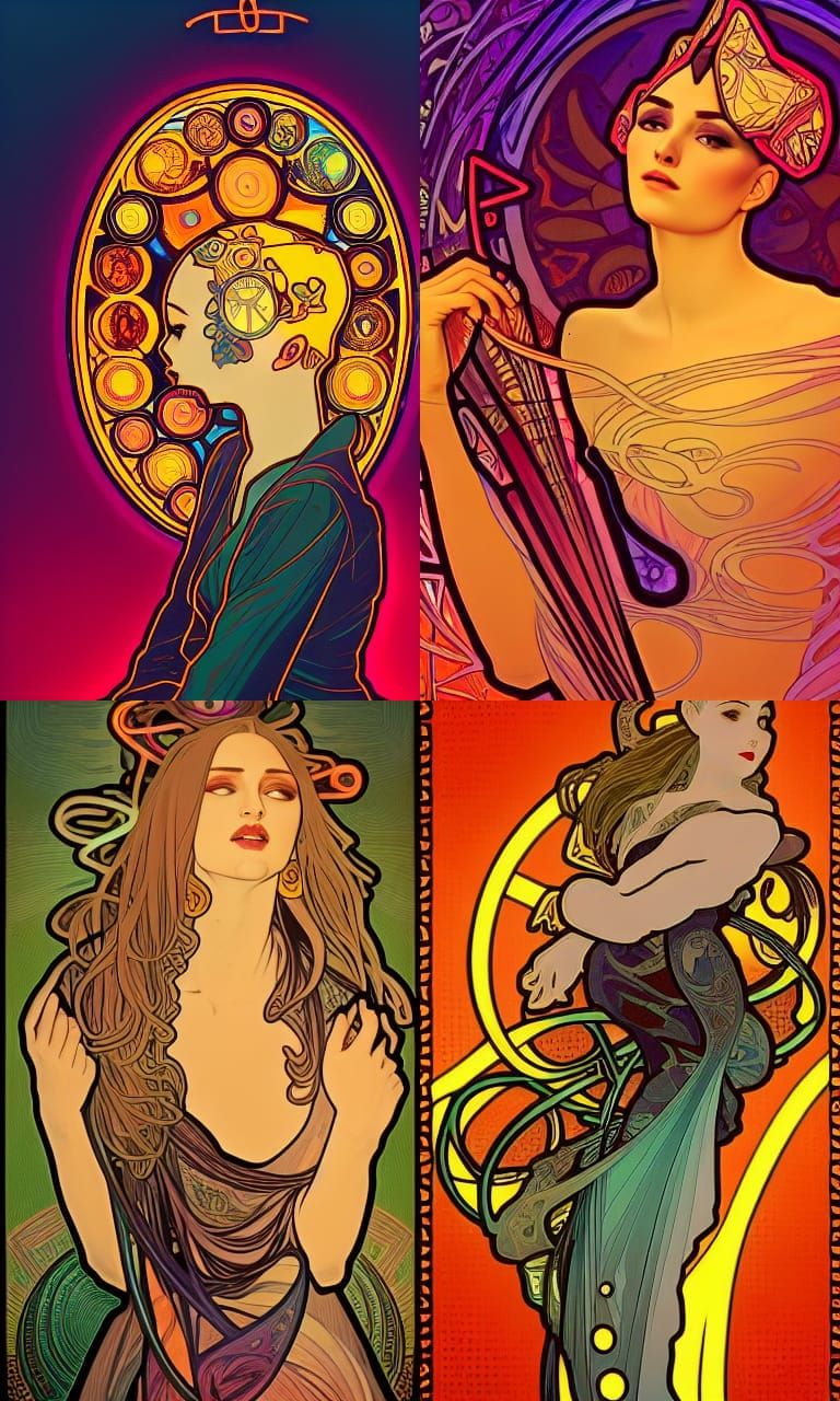 Surreal Portrait in Art Nouveau and Pop Art Styles