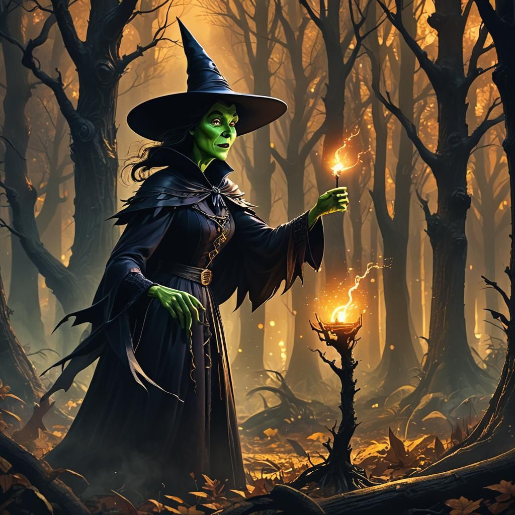 Wicked Witch Casting Spell: Pixar-Style Concept Art