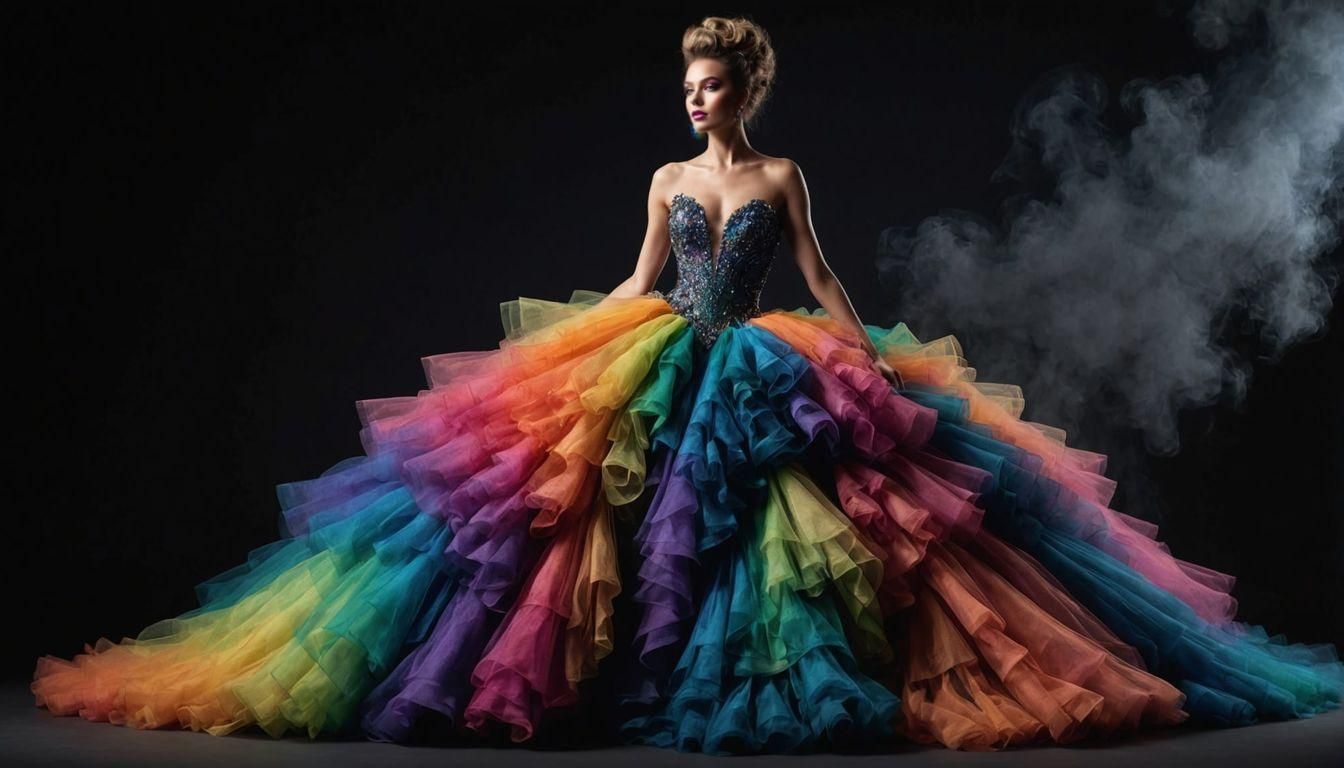 Rainbow Tulle Gown in Studio Portrait