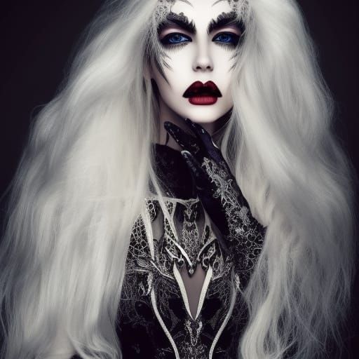 Detailed Female Vampire in Lace Armor Portrait