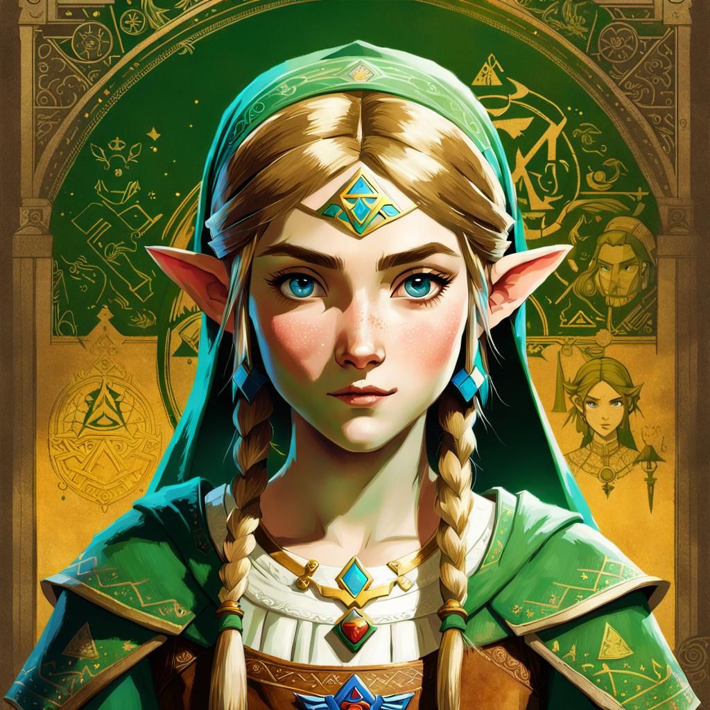 Zelda as Link: Digital Illustration in Pixar Style