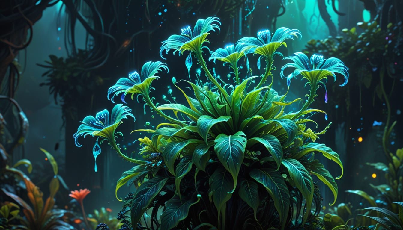 Hyperrealistic Sci-Fi Fauna Plant in Digital Painting
