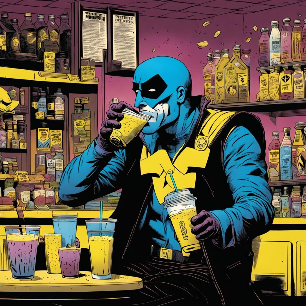 The Comedian Enjoys a Smoothie