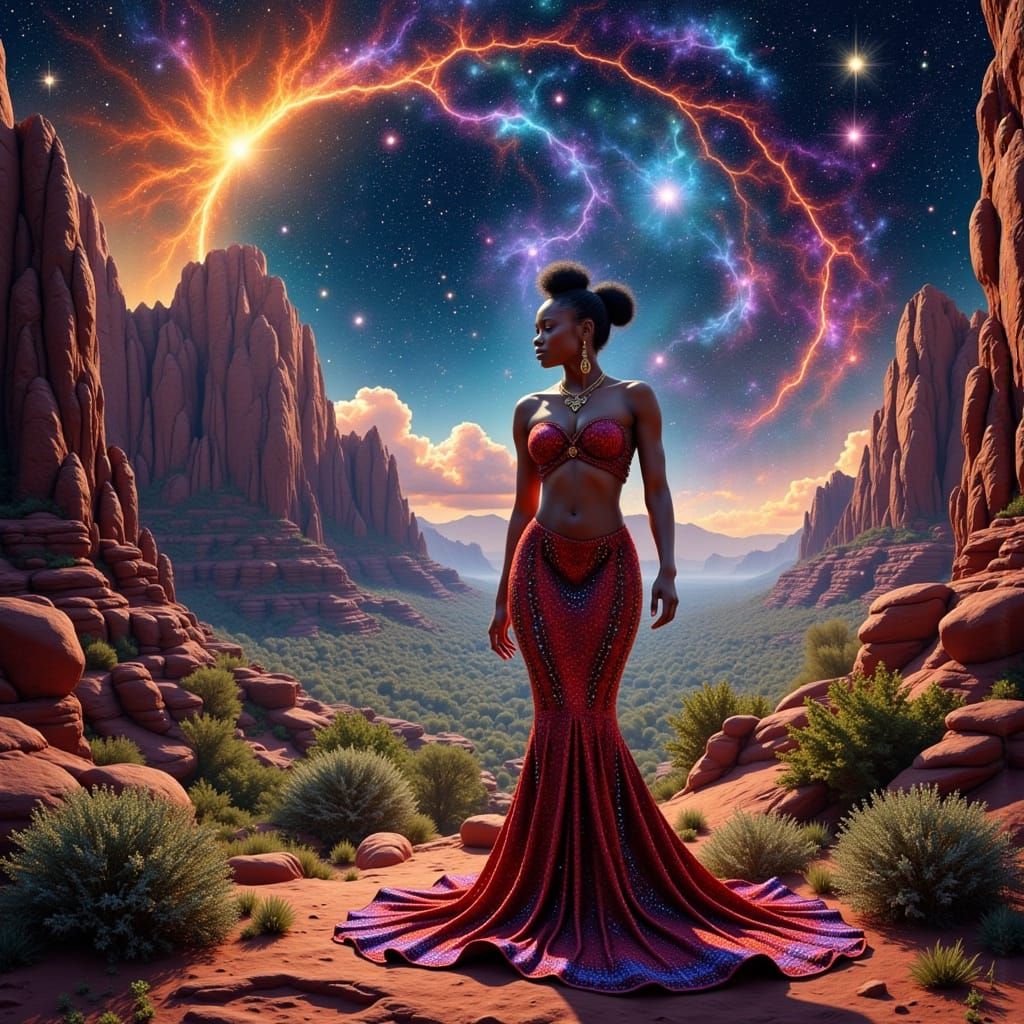 Surreal Sedona Goddess in Cosmic Splendor