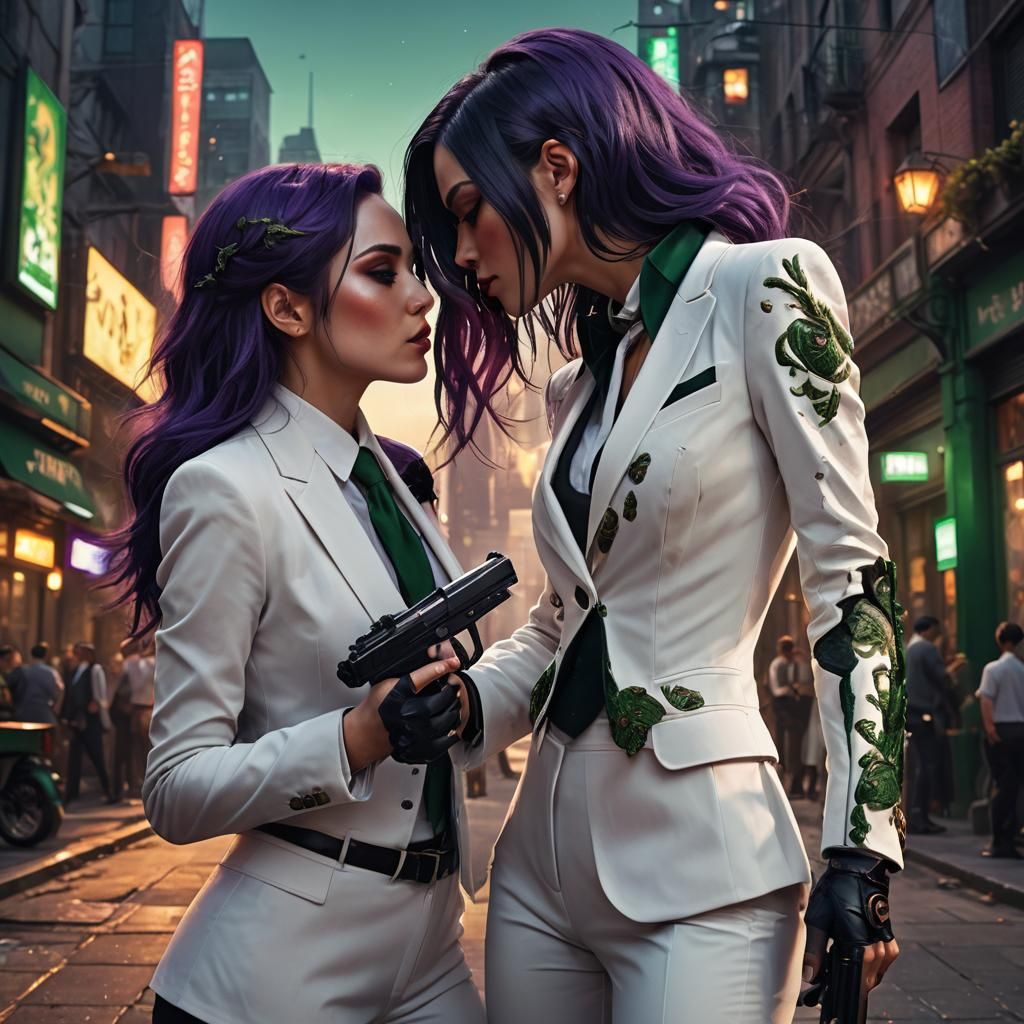 Fantasy Art: Women in Suits Kissing