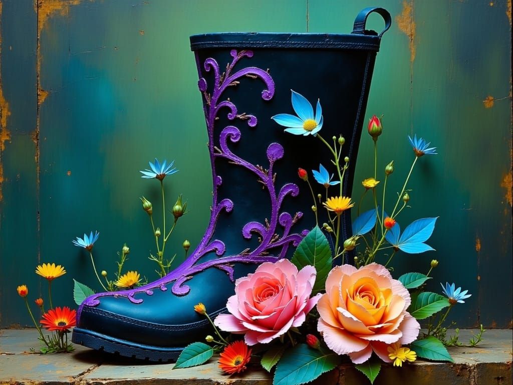 Vibrant Rain Boot in Whimsical Floral Wonderland